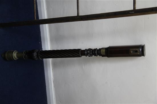 An early Victorian carved mahogany stick barometer, 3ft